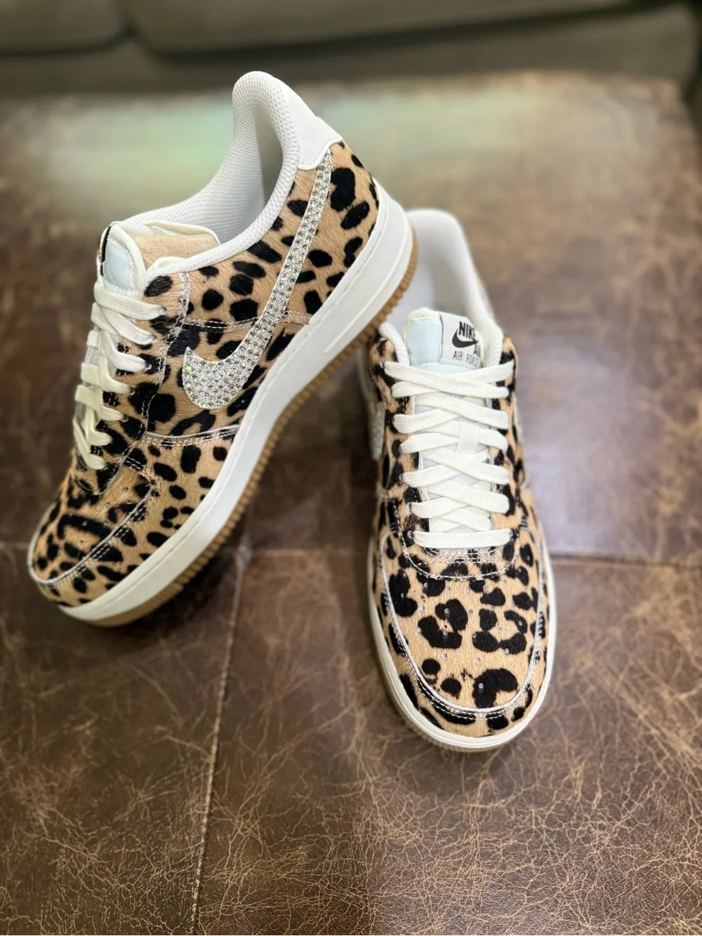 Nike Air Force 1 ‘07 ND1 Sneaker. CUSTOMIZED Leopard with Swarovski bling! 8.5